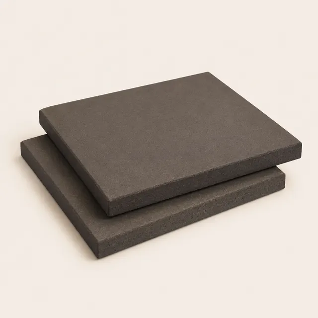 Two commercial-grade baking stones shown together, cut to matching rectangular dimensions